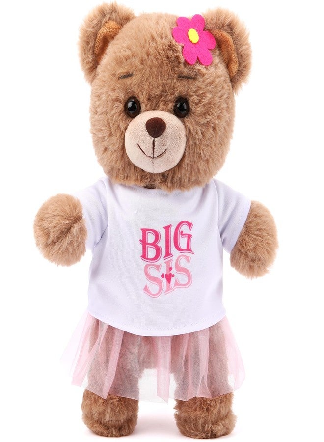 Civaner Big Sister Gifts for Girls 9.8" Bear Stuffed Animal with Removable White T-Shirt Pink Skirt Big Sister Plush Bear to Celebrate Girl Promoted to Sis Newborn Siblings Baby Shower Birthday Gift - Image 1